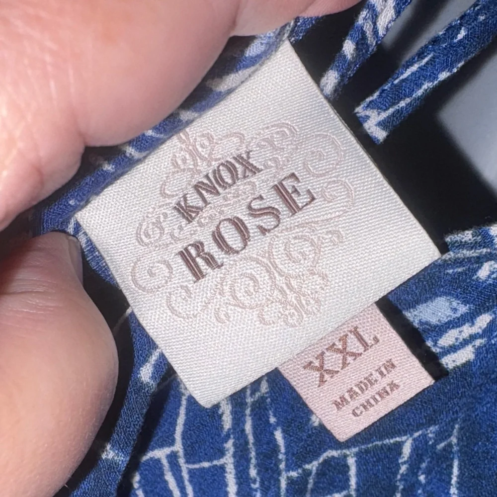 Knox Rose Blue and White Geometric artistic Maxi Dress size 2x - Picture 7 of 9